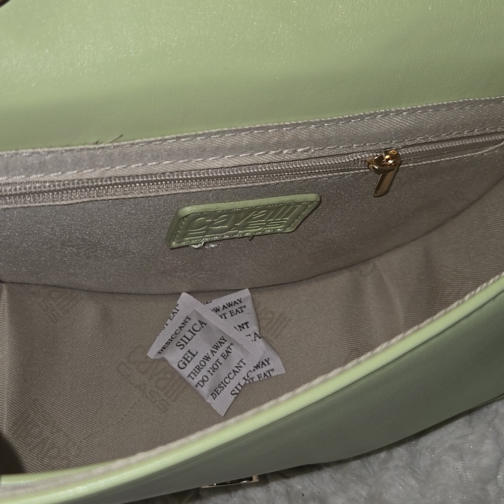 Cavalli Class Pastel Mint Green Crossbody Bag with Gold Logo NWT - Picture 4 of 5